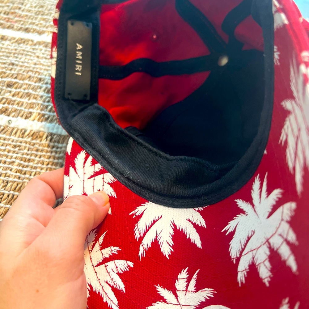 AMIRI Red White Palm Tree Pattern Hat